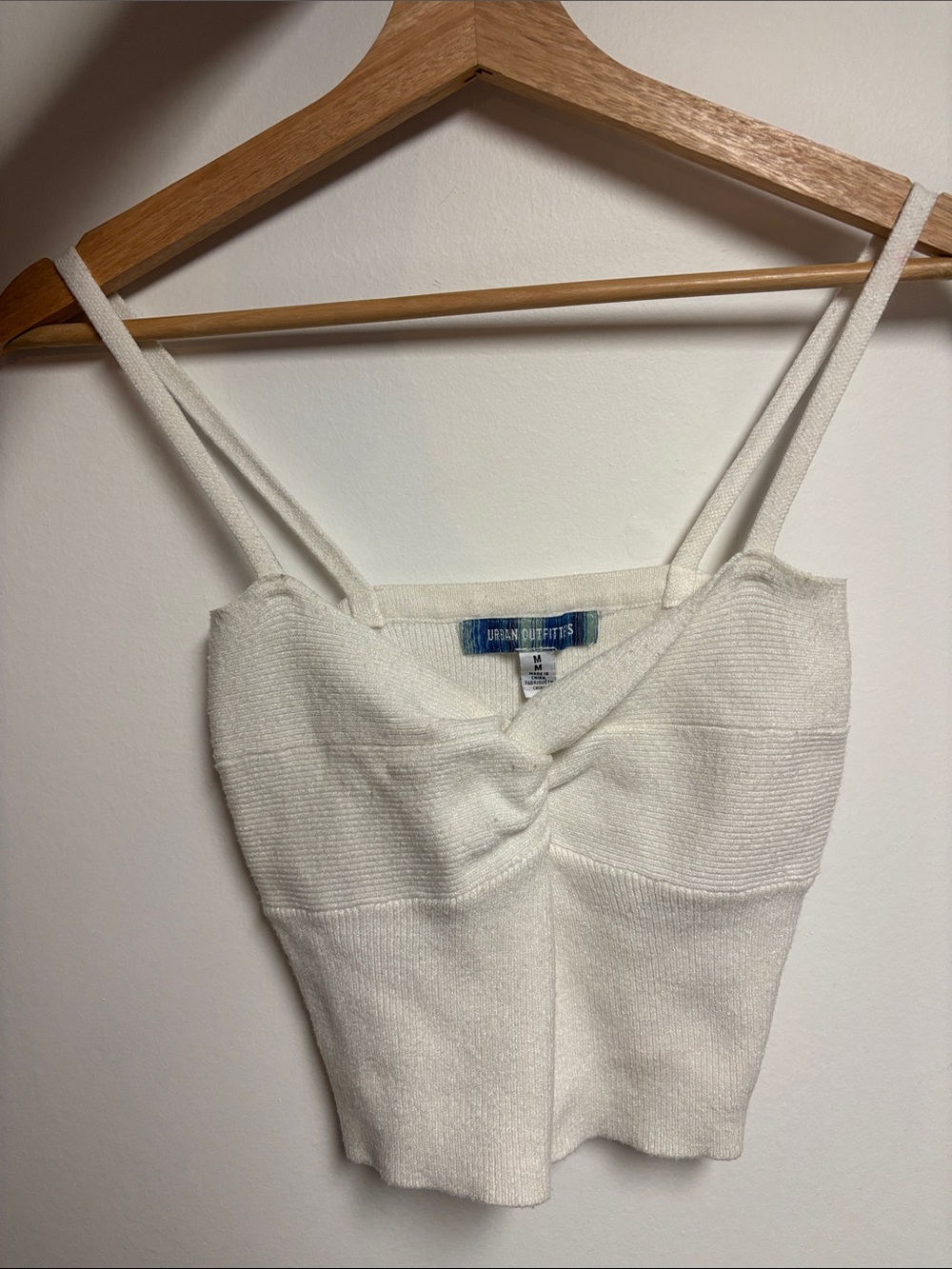 Urban Outfitters Cream Twist-Front Knit Cami